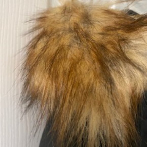 WOMENS (L) NOIZE cruelty-free outerwear Coat  Black with  FAUX Fur trimmed Hood - Picture 5 of 7